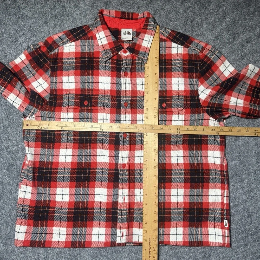 The North Face Arroyo Button Up Flannel Shirt Shacket Men Large Red Plaid Button